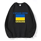 Ich stehe mit der Ukraine, Stop War Sweatshirt, langärmliges T-Shirt mit ukrainischer Flagge, Weltfrieden, Frieden und Liebe (Color : Black, Size : L)