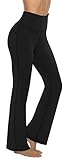 Persit Damen Schlaghose Yogahose, High Waist Freizeithose Sporthose Jazzpants Schwarz - S