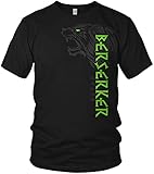 North - Berserker Bär Valhalla Vegvisir Wikinger Walhalla Vikings Raven nordischer Kompass - Herren T-Shirt und Männer Tshirt, Größe:L, Farbe:Schwarz/Grü