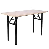 Klapptisch Computertisch 120 x 60CM Klappbar Schreibtisch Tragbarer Arbeitstisch aus Spanplatte und Eisenrahmen PC Tisch Bürotisch Esstisch für Zuhause und Bü