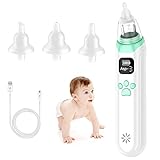 Nasensauger Baby Elektrischer, Kinder Nasensauger mit 3 Silikon Nasenspitzen, automatischer Rotzsauger mit 3 einstellbaren Modi & Musik, wiederaufladbar & tragbar und leiser Nasenreinig