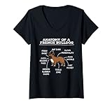 Damen Süße französische Bulldogge Anatomie: tolle Geschenkidee für französische Besitzer T-Shirt mit V