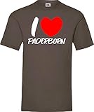 Shirtinstyle T-Shirt, I Love Paderborn, Lieblingsstadt, Heimatort, Familie, Urlaub, City, Stadt, Sprüche, Farbe Braun, Größe M
