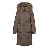 Zlbyb Mantel Damenmitte verdickte dicke dünne Parker 2021 Winterstil Weibliche große Pelzkragen (Color : Brown, Size : Xl code)