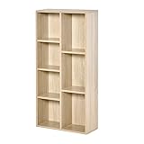 HOMCOM Bücherregal Wohnzimmerregal Bücherschrank Standschrank mit 7 Fächern Eiche Spanplatte 50 x 24 x 106