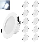 Gr4tec 10er Set Led Einbaustrahler 230V Flach Set, 10 x 7W Led Spots Kaltweiss 6000k, IP20 Einbaulochmaße Φ85-95mm, Led Einbauleuchten Deckeneinbaustrahler Für Wohnzimmer, Schlafzimmer, Kü