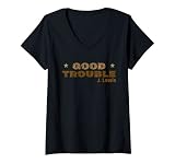 Damen Good Necessary Trouble Voting Rights John Lewis Melanin Geschenk T-Shirt mit V