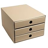 PresentFill® Schubladenbox Pappe - Natur - 100 % Recycling Karton - Made in Germany - Schubladenturm für DIN A4 Papierablage - stabil stapelbar - Büro Schreibtisch Organizer – Ablagebox -Ordnungsbox