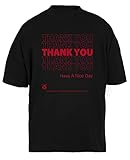 Plastic Bag Shirt - Thank You Unisex Schwarz Baggy T-Shirt Herren Damen Baggy Men's Women's Black T-Shirt XXXL