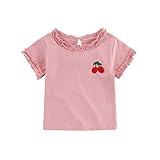 FeiliandaJJ Baby Mädchen T-Shirt Sommer Kurzarm Tops Süß Kirsche Stickerei Short Sleeve Tee Bluse (Rosa, 80)