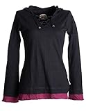 Vishes - Alternative Bekleidung - Lagenlook Longsleeve Shirt mit Zipfelkapuze schwarz 42