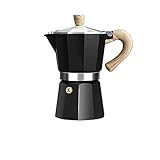 P Prettyia Moka Pot Stovetop Espresso-Kaffeemaschine Einfach zu bedienen Großartige aromatisierte Hochdruckextraktion für Elektroherd V-förmiger Auslauf - Schwarz 150