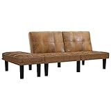 vidaXL Sofa 2-Sitzer Schlafsofa Sofabett Loungesofa Gästesofa Polstersofa Sitzmöbel Bettcouch Schlafcouch Bettsofa Braun Wildleder-Optik