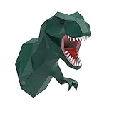 T-Rex 3D Kopf Wand, ENDARK DIY Papercraft Kopf Deko Wand Papercraft 3D Tyrannosaurus Rex Papier Trophäe (Grün)
