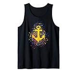 Anker Bunte Farbspritzer Farbkleckse Seemann Segeln See Ahoi Tank Top