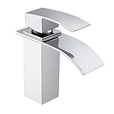 UISEBRT Wasserhahn Bad Armatur Wasserfall - Waschtischarmaturen Einhebelmischer für Badezimmer Waschtisch, Messing Verchromt, Moderne Elegant Stil (Modell A)