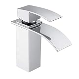 UISEBRT Wasserhahn Bad Armatur Wasserfall - Waschtischarmaturen Einhebelmischer für Badezimmer Waschtisch, Messing Verchromt, Moderne Elegant Stil (Modell A)