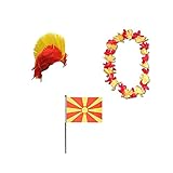 Sonia Originelli Fanset Nordmazedonien North Macedonia Blumenkette Fahne Flagge Perücke Irok