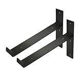 DLLY Regalhalterung Schwarz Industriell, 25 cm Schwere Schwebende Regalträger, 2X Metallregalhalterungen Mit Lippe, Wandmontierte Regalhalterungen Mit Schrauben,25cm/9.8