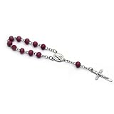 Rote Holzperlen Strang Kreuz Rosenkranz Armband Kastenkirche Religiöse Schmuckgeschenk