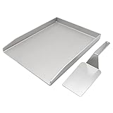 MaTaDa Edelstahl Grillplatte Plancha Grillschale 30x40cm für Gasgrill und Holzkohleg