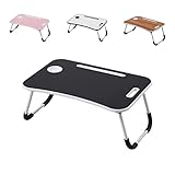 Albatros Laptoptisch mit Schublade FLIP Schwarz - Bett Tablett-Tisch, klappbar - Laptop Tisch für Couch oder fürs Bett mit Handy/Tablet-Halter oder Frühstücks-Tab