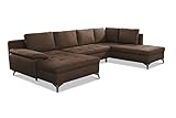 CAVADORE Wohnlandschaft Lina U-Form Sofa mit Schlaffunktion, Bettkasten und Steppung im Sitz / 326 x 85 x 201 / Mikrofaser: B