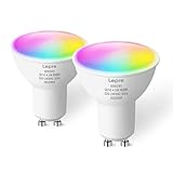Lepro GU10 Smart Lampe RGBW, Wlan Alexa Glühbirnen, Wifi LED Leuchtmittel, 2 Pack (4.5W = 50W, RGB und Warmweiß, Dimmbar per App oder Sprache), Kompatibel mit Alexa Echo, Google H