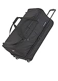 travelite 2-Rad Trolley Reisetasche Gr. L mit Dehnfalte, Gepäck Serie BASICS: Weichgepäck Reisetasche mit Rollen mit extra Volumen, 096276-01, 70 cm, 98 Liter (erweiterbar auf 119 Liter) schw