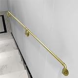 XFSHKJS 30-600cm Treppengeländer Handlauf - Komplett-Set,Moderner Gold Handlauf für Treppen Innen- und Außenstütz-Kit Wandhalterung außen außen (Size : 200cm)