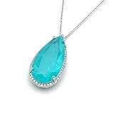ZHUDJ Paraiba Turmalin Halskette Edelstein Anhänger Big Stone Pear12*25mm Für Frauen Edlen Schmuck Party Hochzeitsgeschenk