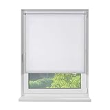 Fensterdecor Klemmfix Mini Sichtschutz-Rollo, Blickschutz-Rollo zum Klemmen, Tageslicht-Rollo ohne Bohren in Weiß, lichtdurchlässig und Blickdicht, 60 x 120