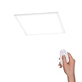 LED Panel flach, 45x45, dimmbare Decken-Lampe mit indirekter Deckenbeleuchtung | Farbtemperatur mit Fernbedienung einstellbar, warmweiss - kaltweiss | Decken-Leuchte für Wohnzimmer + Kü