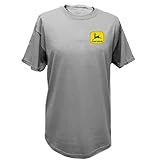 John Deere Herren Oxford Grau Traktoren & Plows Kurzarm T-Shirt - Schwarz - Groß