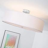 Lightbox moderne Deckenlampe - Deckenleuchte mit schlichtem Stoffschirm - Metall/Textil Weiß/Chrom - 60cm D