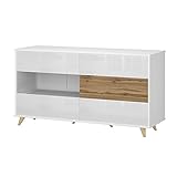 Vicco Sideboard Kommode Highborad Vida Weiß/Goldkraft Ablage Türen Wohnw