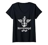 Damen Küstenengel Norddeutsch Plattdeutsch Moin T-Shirt mit V