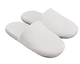 Carenesse 2er Pack Wellness Pantoffeln L I Bequeme Hausschuhe aus 100% glatter Renforcé-Baumwolle I Gästepantoffeln weiß mit weicher Schaumstoffsohle Gr. ca 40-43 I hygienisch &