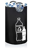 Cottara Original recycelter Flaschensammler für Leergut – Hergestellt aus recycelter PET-Flaschen – Ideal als Pfandflaschen Aufbewahrung Sammelbehälter – Extra groß 69l schwarz (Schwarz, L)