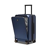 LEVEL8 Handgepäck Koffer Trolley 20', USB Charging Port Koffer Groß mit Front Laptopfach, Hartschalen-Reisekoffer mit 8 Spinner Rädern, TSA Lock(Blau,57cm,38L)