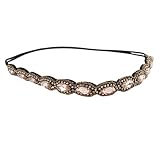 areclern Hochzeits-Kopfschmuck, unverformbar, elastisch, mit Strasssteinen, für Damen, champagnerfarb