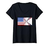 Damen Amerikanische Assyrische Flagge. T-Shirt mit V