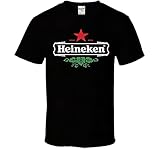 Heineke-n Beer Sommer Herren T-Shirt Druck Baumwolle Atmungsaktiv Kurzarm Mode Top Hochzeit Schulen Outdoor Party Rock Fitness, Schwarz , L