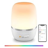 WLAN LED Nachttischlampe funktioniert mit Apple HomeKit, Meross Dimmbar Atmosphäre Tischlampe für Schlafzimmer Wohnzimmer, kompatibel mit Siri, Alexa, Google, und Smartthings, mit USB-Kab