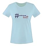 Comedy Shirts - # Hastag läuft - Damen T-Shirt - Hellblau/Lila-Fuchsia Gr. XXL
