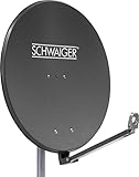 SCHWAIGER -258- Satellitenschüssel, Sat Antenne mit LNB Tragarm und Masthalterung, Sat-Schüssel aus Aluminium, Anthrazit, 88 x 88