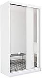 MKS MEBLE GRECJA 150 Schiebeschrank, leise schließend, Spiegel, 150x216x61cm, LED-Beleuchtung, zusätzliche Einlegeböden, Standfüße,