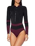 Amazon-Marke: AURIQUE Damen Sport-Monokini, Schwarz (Schwarz/Pickled Beet), XL, Label:XL