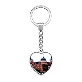 Hqiyaols Keychain Schweden Gripsholm Schloss Mariefred Schlüsselkette Kreative Doppelseitige Herz-Kristall-Schlüsselkette Tourist Souvenir M