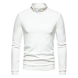 Herrenhemden, Jacke, Kapuzenpullover, Stickerei, einfarbig, leger, Rollkragen, hält warm, Basis, Pollover Shirt, Bluse, Sweatshirts, Fitness, Training, Laufen, weiß1, XXL